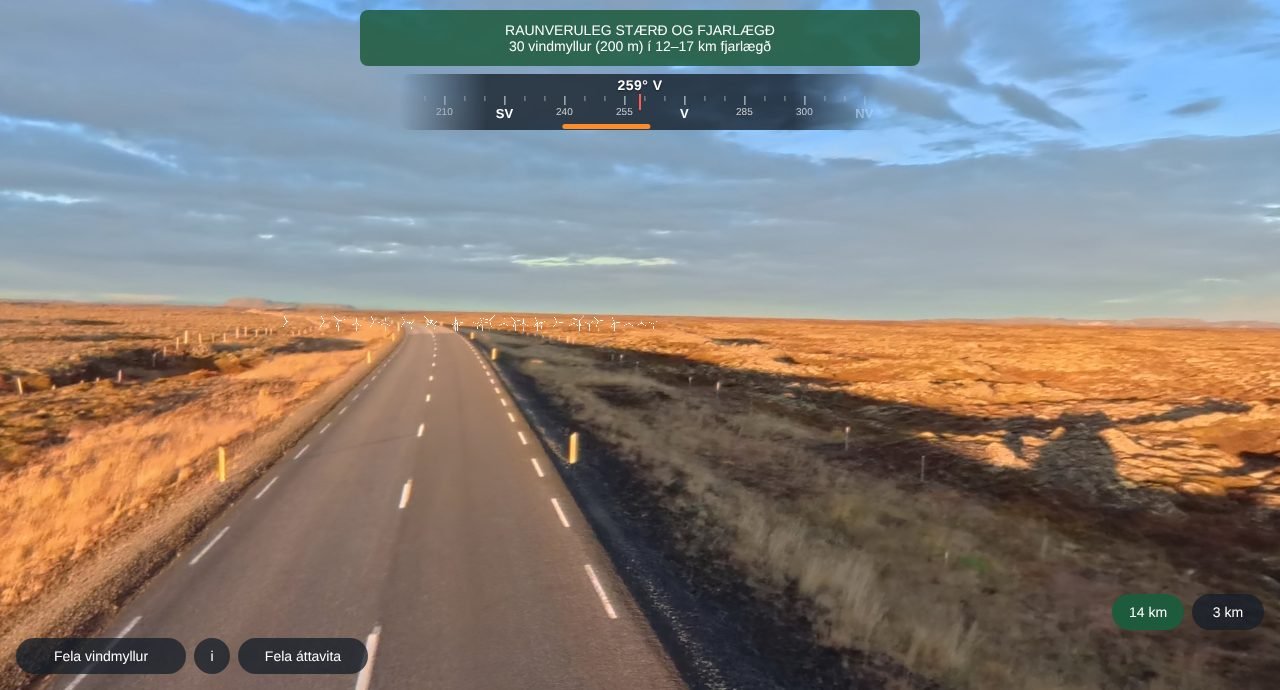 Forsýn: Melrakkaslétta með 30 vindmyllum í 12–17 km fjarlægð